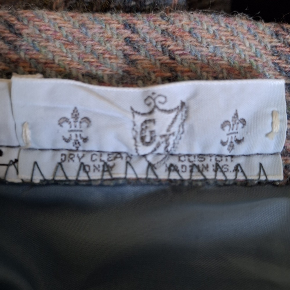 Vintage THE SPORTING‎ LIFE Size 10 Plaid Wool Skirt Brown Pink Zip Made In USA - Picture 8 of 14